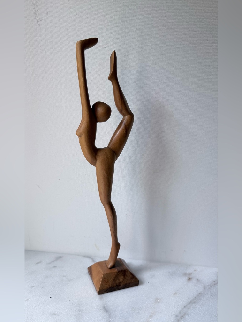 Wooden Dancer Sculpture - Brown Home Art Figurine - Picture 5 of 8